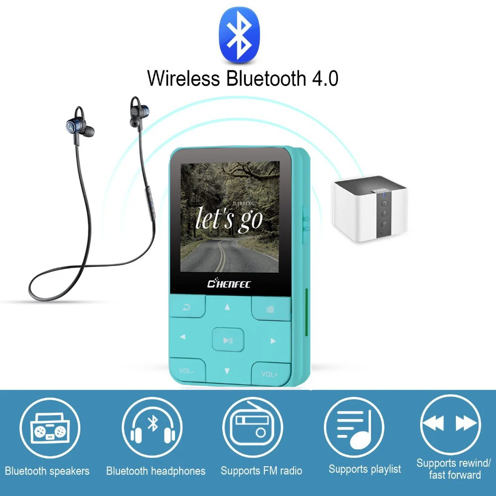 Мини Портативный MP3-плеер с Bluetooth 4,0 без потерь Музыкальный плеер с зажимом, fm-радио, рекордер TF карта и повязка на руку