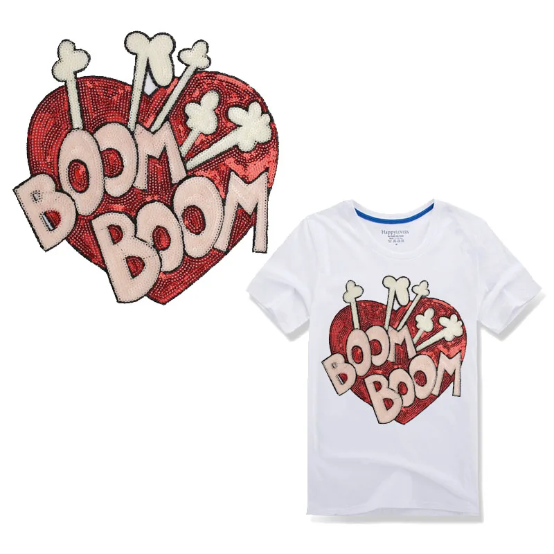 

Love Heart Sequins Patches Badges Iron on Letter Patches for Clothing for Adult Stripe Stickers Embroidered Patches on Clothes