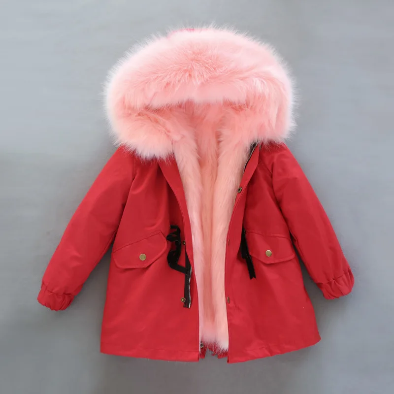 as picture Dollplus/-30 градусов новая одежда для девочек с длинными рукавами, одежда с мехом зимняя куртка теплая детская одежда утепленный пуховик с капюшоном, пальто из искусственного меха подростков верхняя одежда; парка - Цвет: as picture