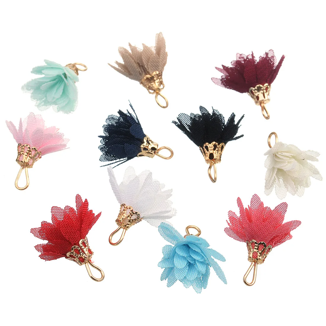 

100pc DIY Chiffon Floret Eardrops Petal Pendant Long Earrings Accessories Fashion Stud Earring Manual Handmake Material