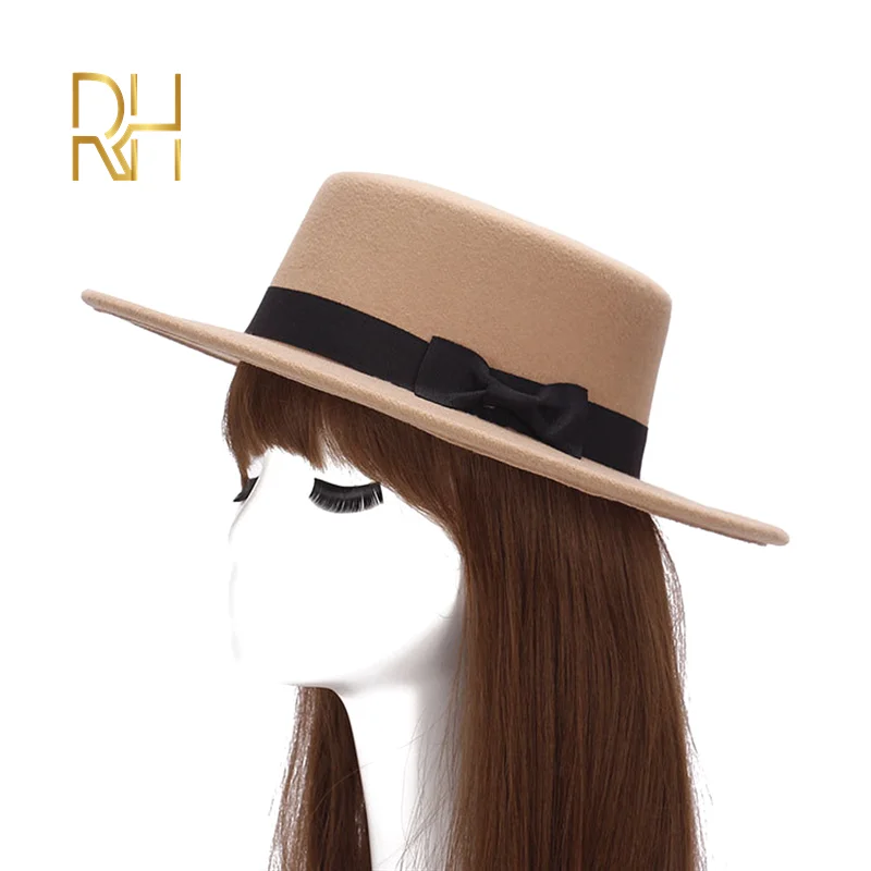 Женская однотонная фетровая шляпа с плоской подошвой имитация шерсти зимняя