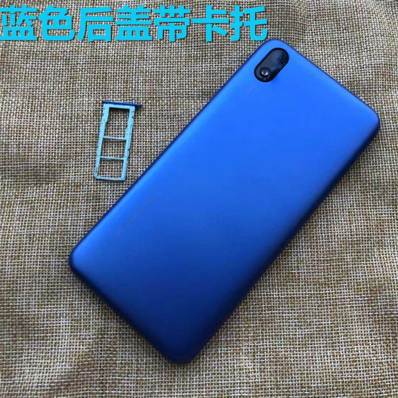 Blue with Card Для Xiaomi Redmi 7A задняя крышка аккумулятора задняя крышка корпуса задняя крышка камеры стеклянная линза Боковая клавиша запасные части - Цвет: Blue with Card