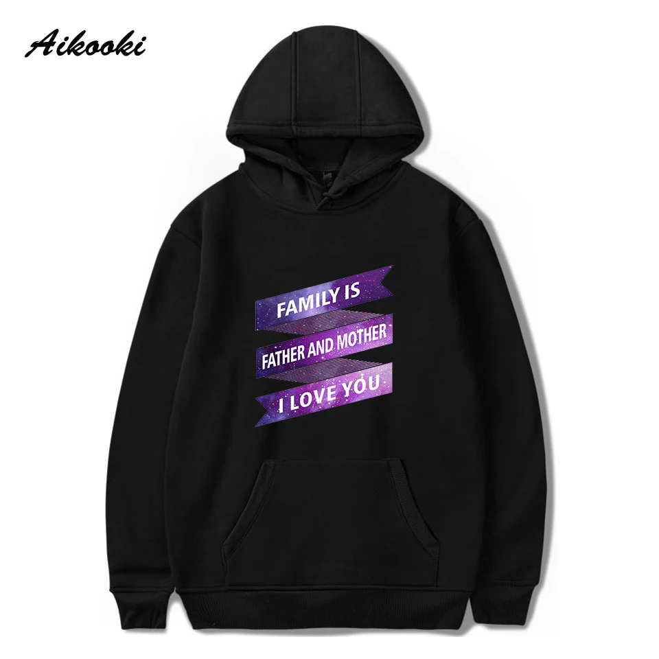 

Семья отец и мать я люблю тебя толстовки мужчины женщины Харадзюку толстовки уличная мода винтажные популярные толстовки