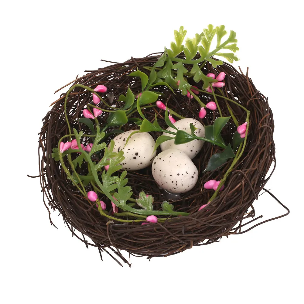 Handmade Boxwood Leaves Rattan Bird's Nest Figurines Miniatures Decoration | Дом и сад