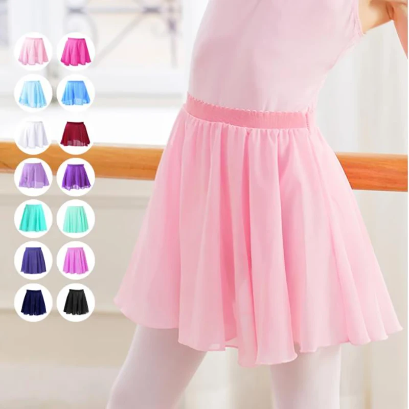 

Girls Kids Ballet Skirt Sheer Chiffon Ballet Tutu Pink Kids Gymnastics Leotard Skirts Dance Skirt