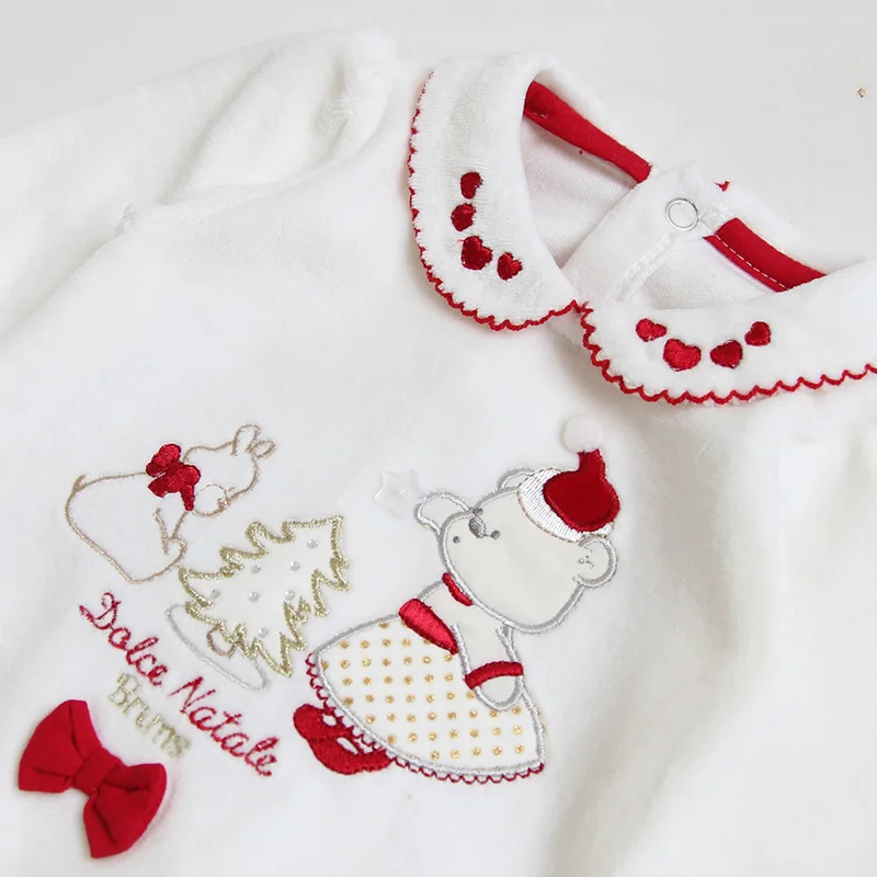 Боди детское велюровое с длинным рукавом и цветочной вышивкой | Мать ребенок