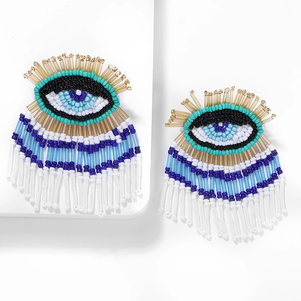 Ladyfirsy глаза кисточкой висящие серьги с подвесками для женщин 2019 модные новые