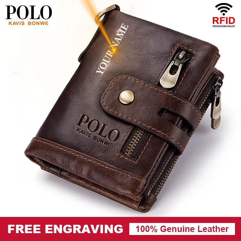 Бесплатная гравировка мужской кошелек из 100% натуральной коровьей кожи с