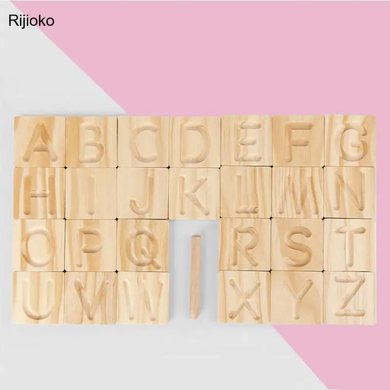 

Children's Wooden Educational Toys Montessori Early Learning Word Spelling Letter Groove Practice Board Pen Control Training