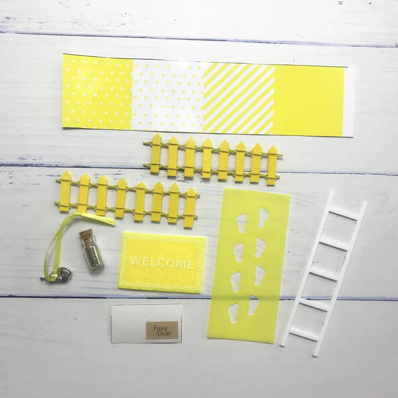 yellow DIY Ручная работа сказочная дверь отличный подарок для ребенка миниатюрный волшебный зуб Сказочный дверной коврик лестница забор суккулент мини аксессуар сумка - Цвет: yellow