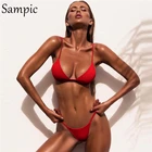 Купальник Sampic Женский, пуш-ап, белый, черный, красный, 2020