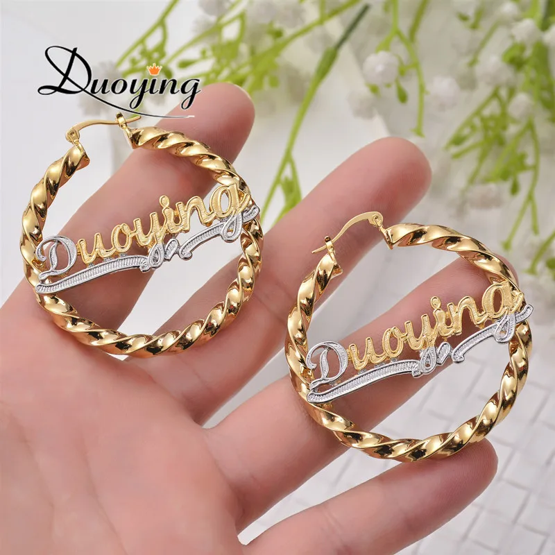 Индивидуальные серьги-кольца в виде веревки серьги стиле хип-хоп двух цветов