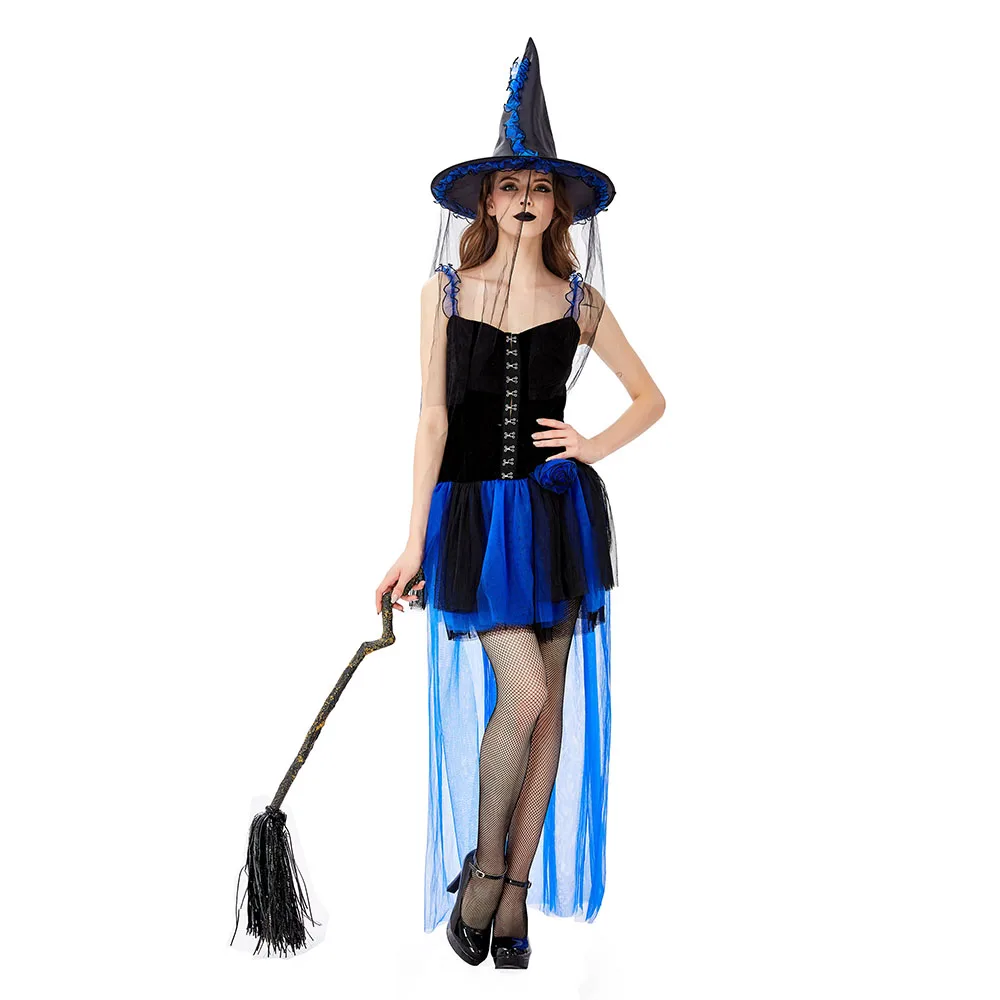 Женский сексуальный костюм ведьмы на Хэллоуин для взрослых волшебницы с хвостом