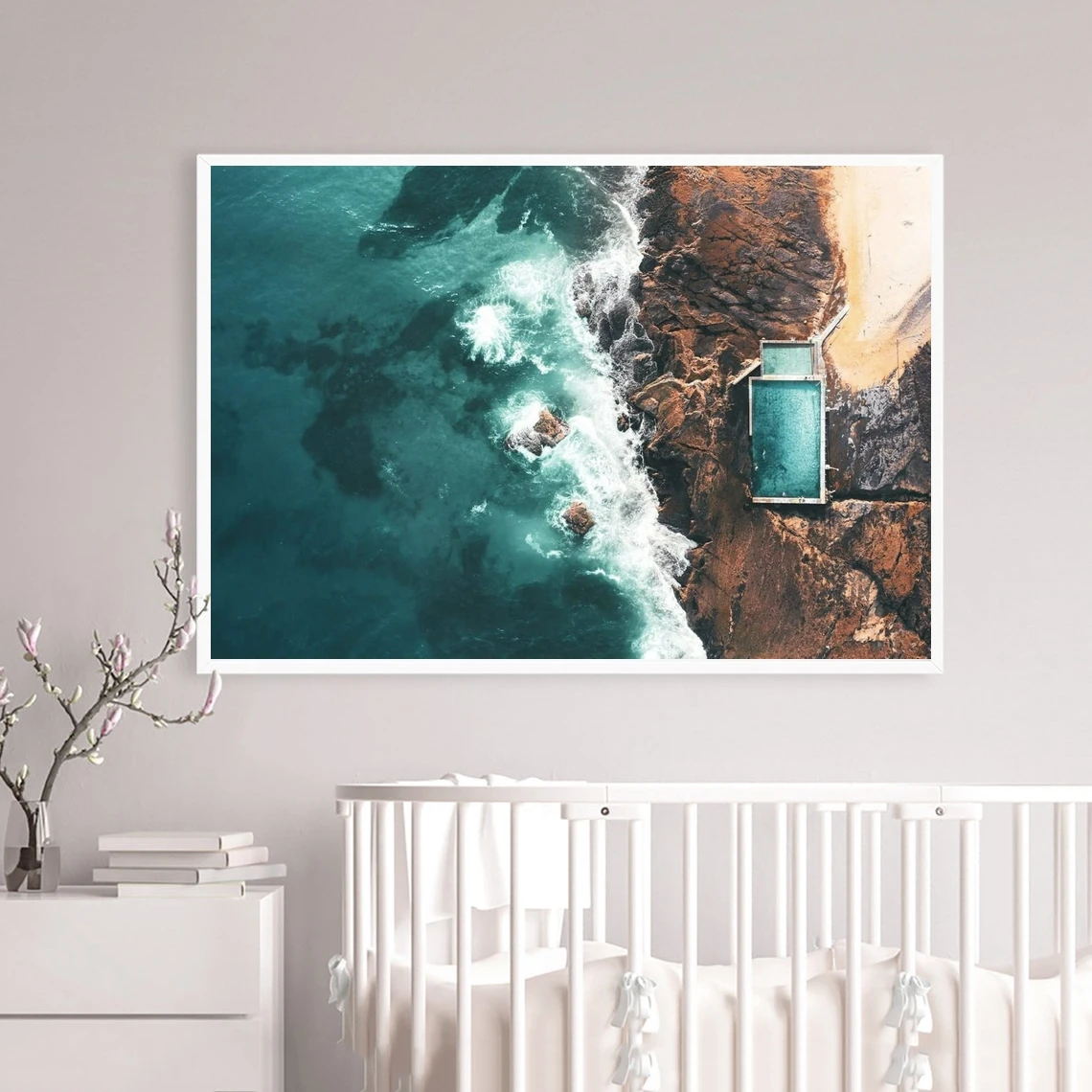 

Rock Pool Photo Print, Ocean pool wall art from Mona Vale Sydney, Australian natural outdoor pool photography Landscape Poster