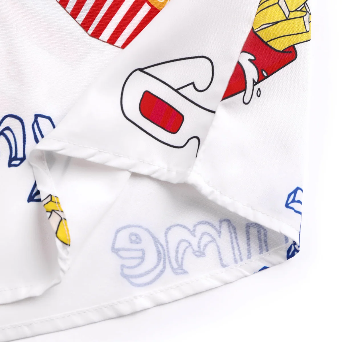 

Men's short-sleeved shirt classic summer Hawaiian beach daily casual work lapel burger fries printed shirt 2021 new style