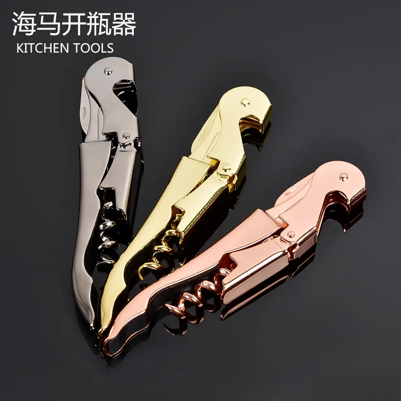 

Штопор Профессиональный из нержавеющей стали с двумя шарнирами, штопор для вина, открывашка для бутылок, гиппокамп, 1 шт.