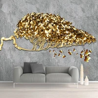 custom any size mural wallpaper 3d stereo gloden tree gold foil texture wallpaper grey cement wall mural living room tv stickers