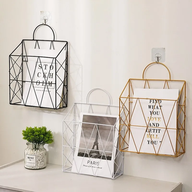 

Magazine Holder Hanging Wall Mounted Newspaper Periodical Book Document File Organizer Basket Metal Shelf New Arrival-