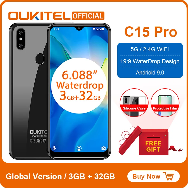 Фото Мобильный телефон OUKITEL C15 Pro 6 088 &quot19:9 дроп Android 9 0 3 ГБ 32 MT6761 четыре ядра 4G LTE смартфон