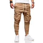 Брюки-Карандаш мужские облегающие, джоггеры с завязкой на щиколотке, повседневные брюки-султанки с боковыми карманами, однотонная спортивная одежда