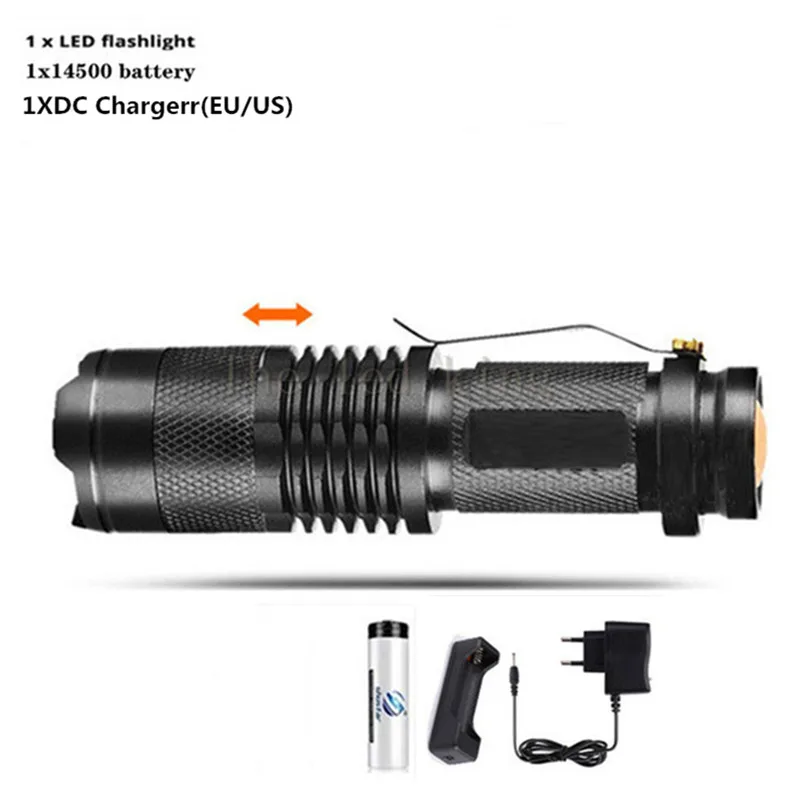 Мини светодиодный фонарик 2000LM Q5 T6 фонарь AA 14500 Регулируемый зум фокус лампа linterna