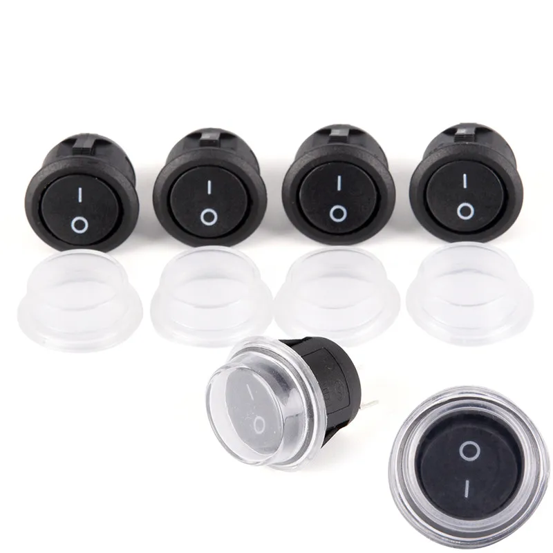 

1Pc 2-PIN ON/OFF SPST Round Rocker Toggle Switch Dot Car Switch Push With Waterproof Cover Durable