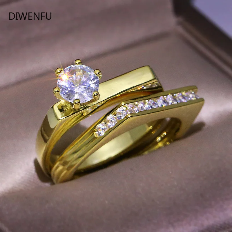 

14K Yellow Gold Ring for Women Anillos Diamond Engagement Wedding Ring 14K Gold Ring for Jewelry Women Diamond Wedding Nose