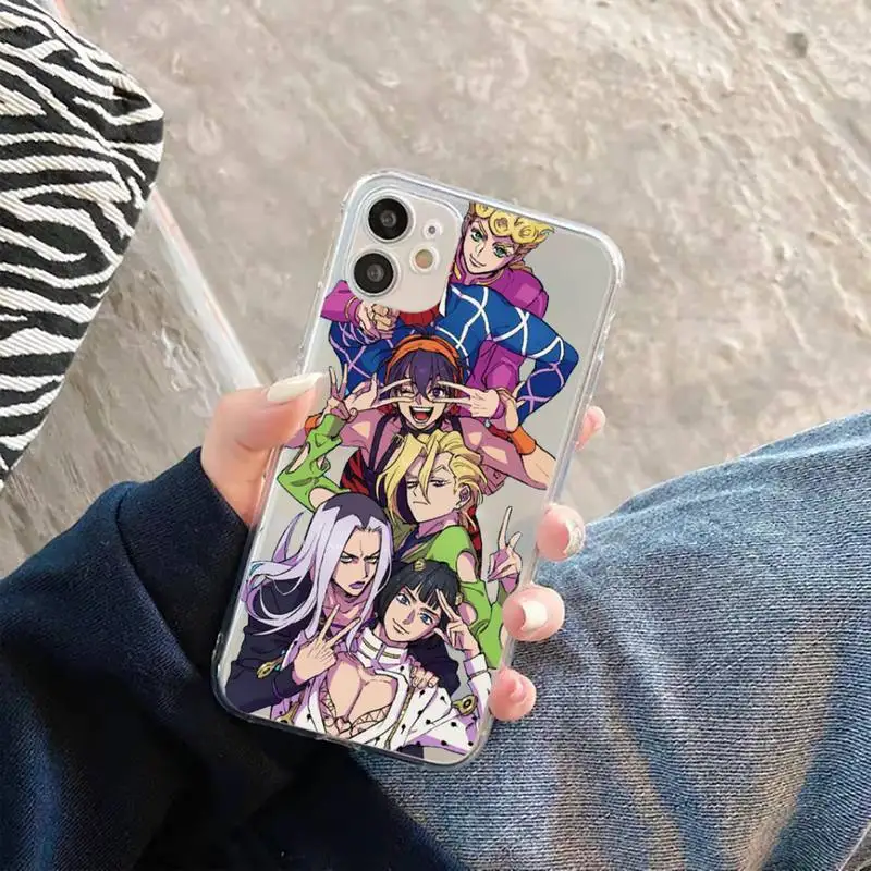 

Jojo Anime Bizarre Adventure Phone Case Transparent Clear for iPhone 11 12 mini pro XS MAX 7 8 6 6S Plus X 5S SE 2020 XR