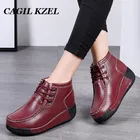 Туфли женские зимние из натуральной кожи на плоской платформе