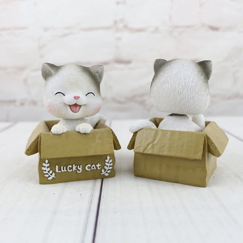 Счастливая кошка из смолы искусство для украшения дома Милая киска Kat аксессуары