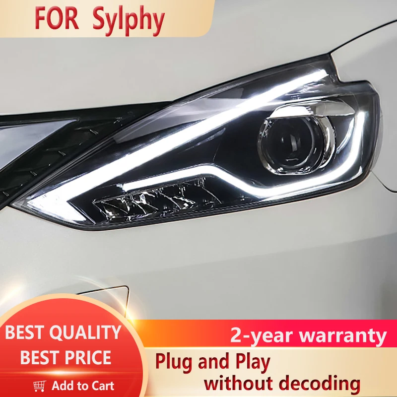 

For Sylphy headlight 2016-2019 LED Headlights DRL Fog Lamp Turn Signal Angel Eyes Projector Lens Accessories Upgrade