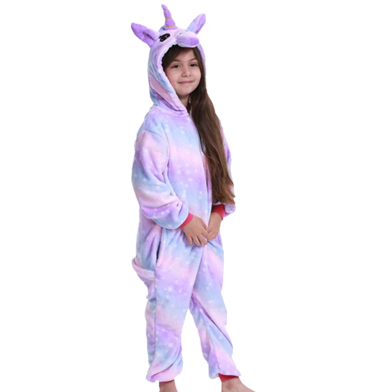 

Kigurumi Stitch Onesie Kids Unicorn Pajamas For Children Animal Cartoon Blanket Sleepers Winter Boy Girl Licorne Jumspuit 4-12Y