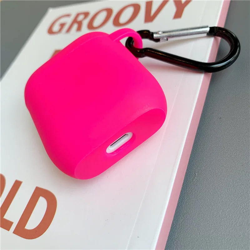 Флуоресцентный цвет для Apple Airpods чехол сплошной цвет Bluetooth наушники защитный чехол для Air pods наушники чехол для airpod