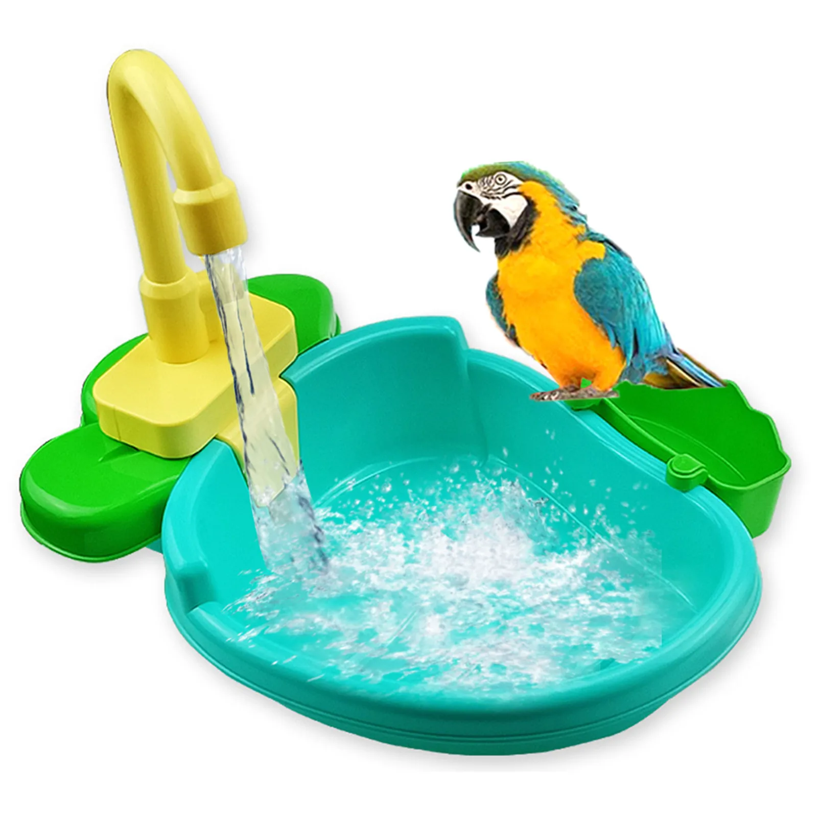 

Bird Feeder Automatic Parrot Bath Tub Swimming Pool Faucet Parrot Bath Shower Water Dispenser Bird Cage Bathroom Parrot Toy #W0