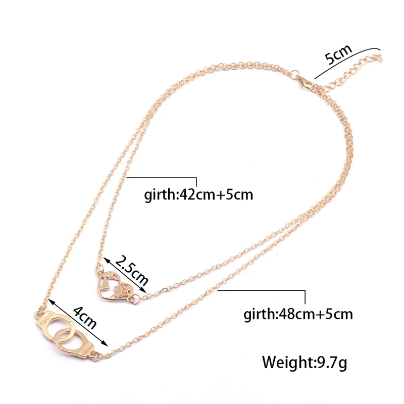 Длинное заявление золотой цвет карта наручники ожерелья с сердечками &amp Кулоны