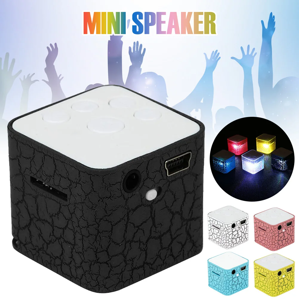 

Portable MP3 Player Speaker LED Nightlight Colorful Light Water Cube Speaker external sound card speaker Leopard mini speaker