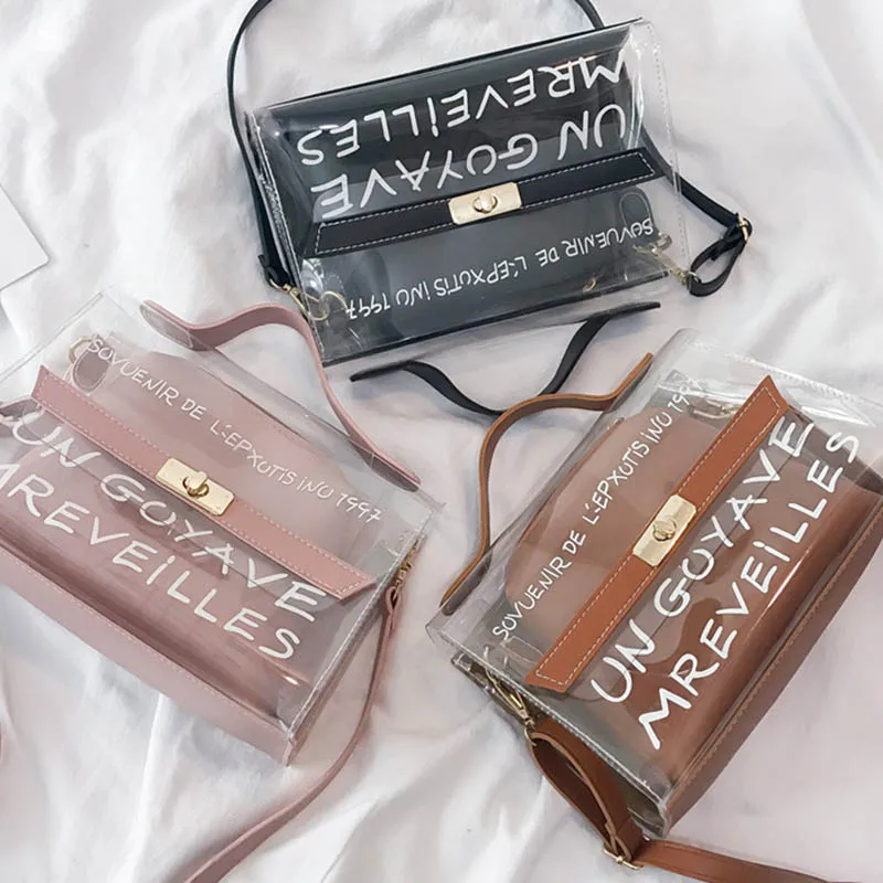 Женские композитные сумки прозрачная сумочка из ПВХ с надписью кошелек