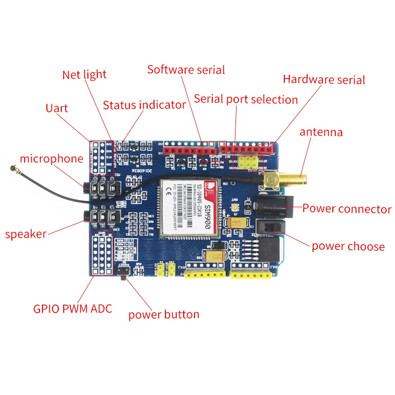 Плата разработки SIM900 GPRS/GSM Shield четырехдиапазонный модуль беспроводные данные