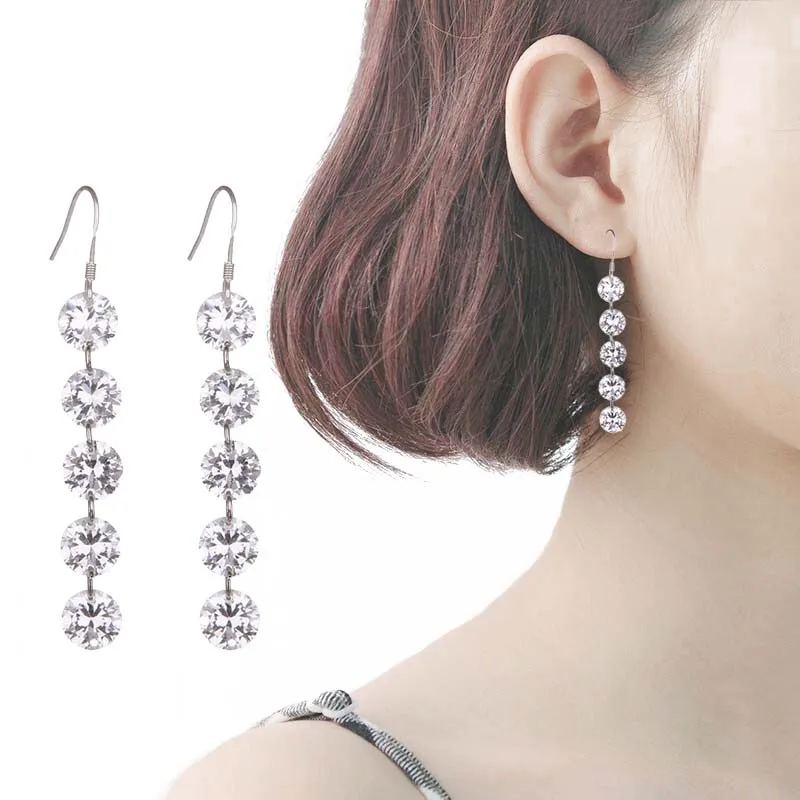 2019 новые модные женские аксессуары 1 пара корейской моды пять циркон длинные