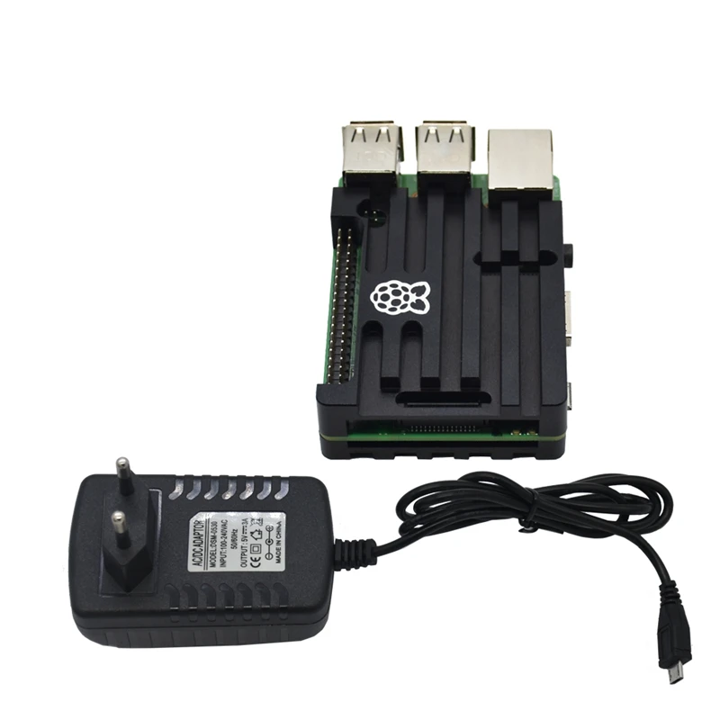 3 в 1 Raspberry Pi Model B + (плюс) плата алюминиевый чехол с ЧПУ 5 В 3A адаптер питания Wifi и