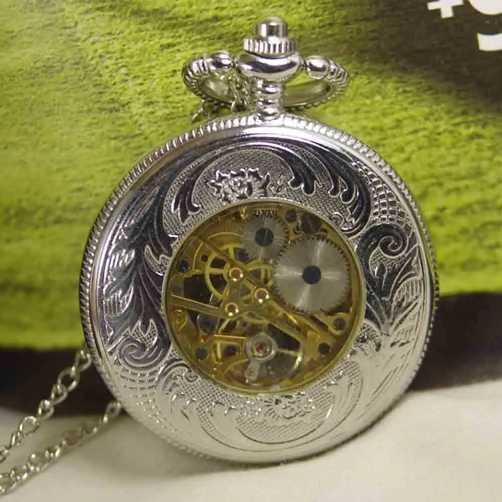 Стальной чехол стимпанк ручной Ветер Механические карманные часы классические
