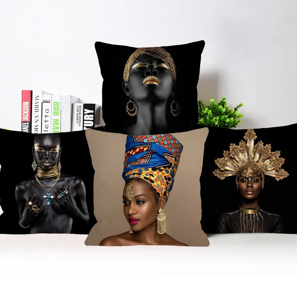 Модный Африканский черный женский роскошный чехол для подушки 45x45 см