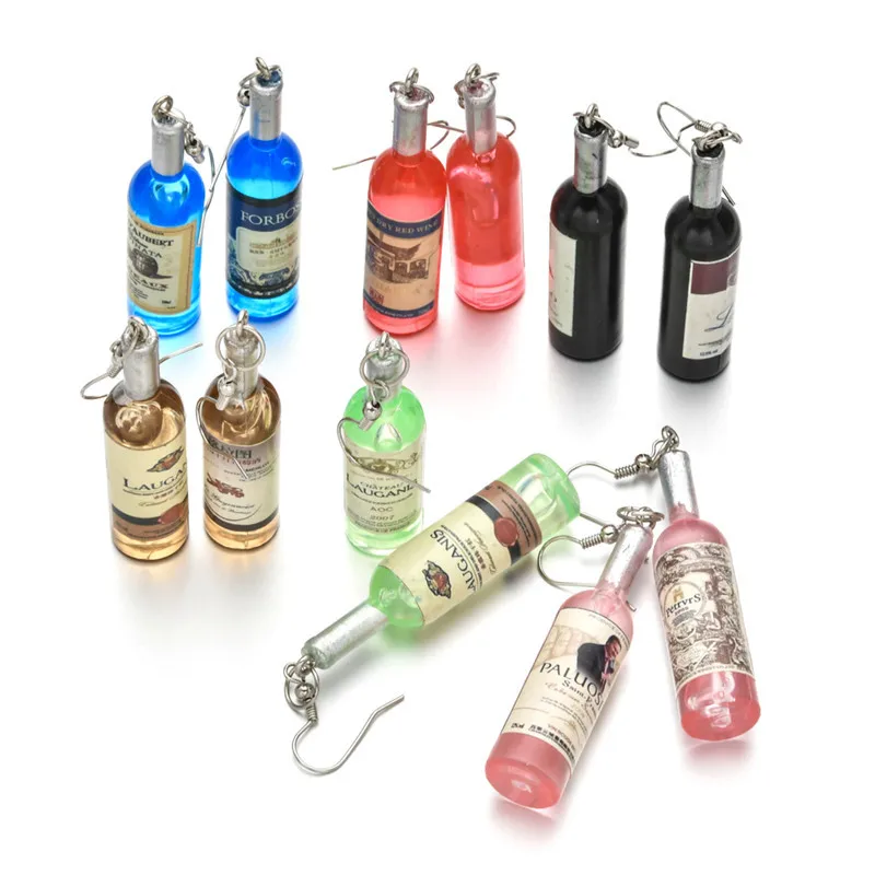 DIY моделирование бутылки вина длинные висячие серьги для женщин классный красный
