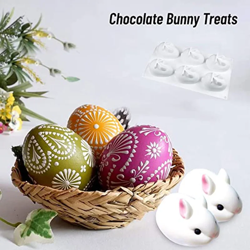 

Silicone 3D Bunny Mold 6 Cavity Chocolate Mold Rabbit Baking Hot Cocoa Bombs Cakes Candy Pudding Jelly Mould Kitchen DIY Tool