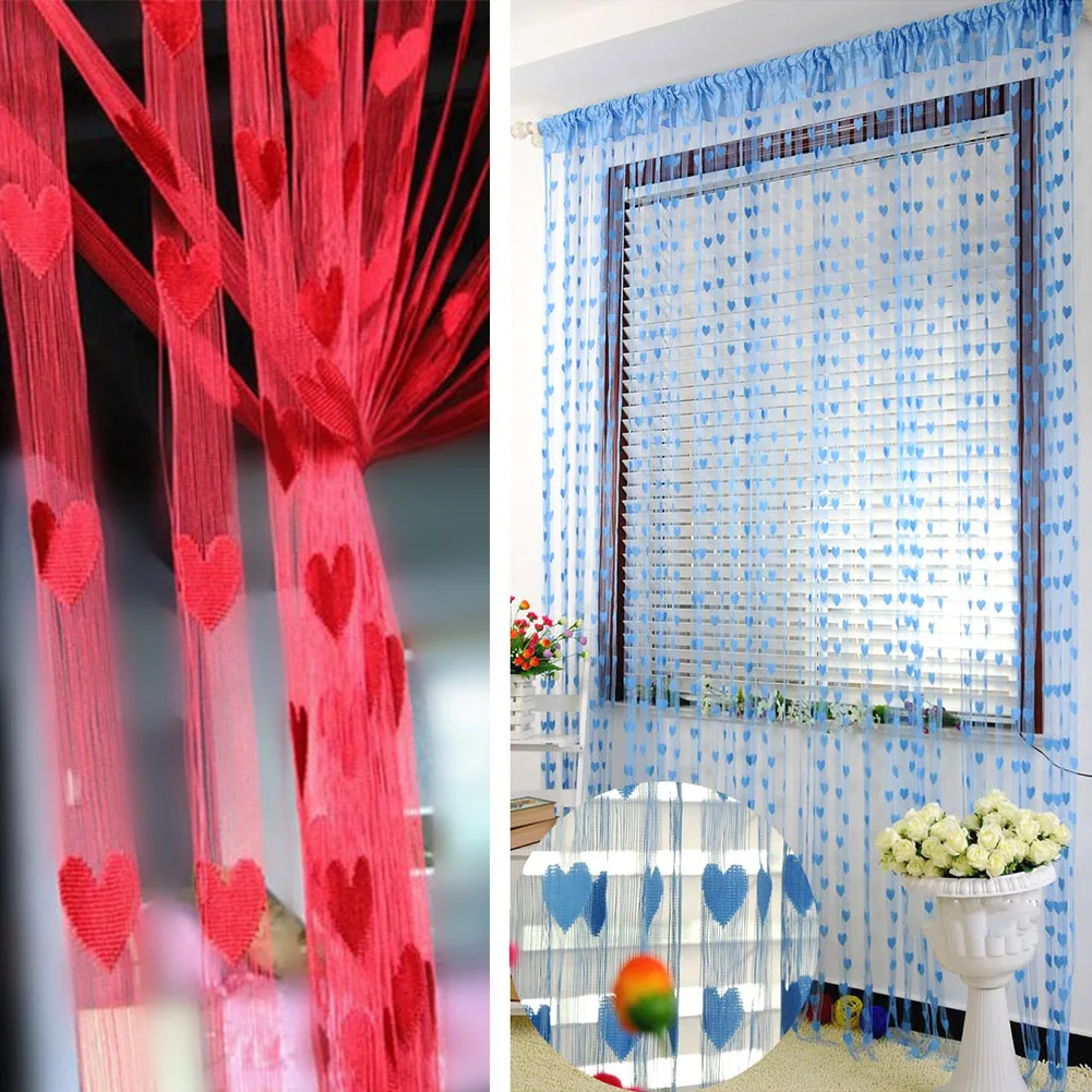 Милые тюлевые занавески с сердечками кисточками для двери гостиной окна кухни спальни романтический