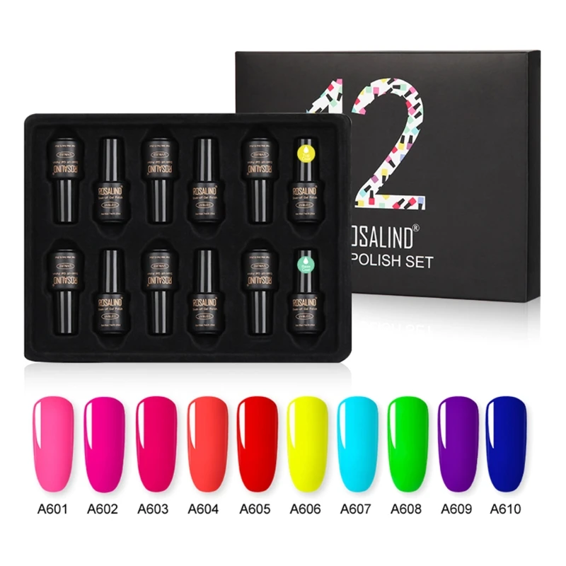 

12pcs/set Soak Off Iridescent Nail Polish LED Gel Set with Glossy Top Base Coat for Professional Manicure Machine K3NE