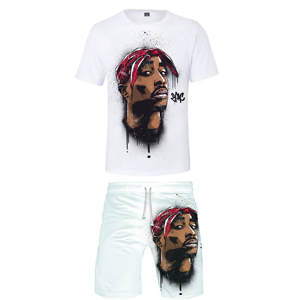 

White Simplicity Foreigners T-Shirt Shorts 2-Piece Set Summer Beach Beachwear Hip Hop Rock ATV Travel Vacation Sea Hot