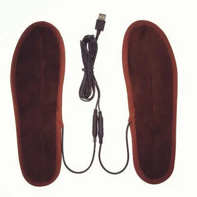 Коричневый 1 пара, новинка, USB, электрическая, плюшевая, меховая, с подогревом, стельки, зимняя, сохраняет тепло, обувь, стелька, размер 36-44 - Цвет: Коричневый