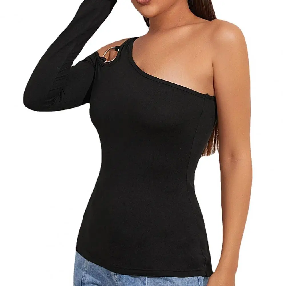 Новая стильная Женская Сексуальная Асимметричная футболка с вырезом и длинным