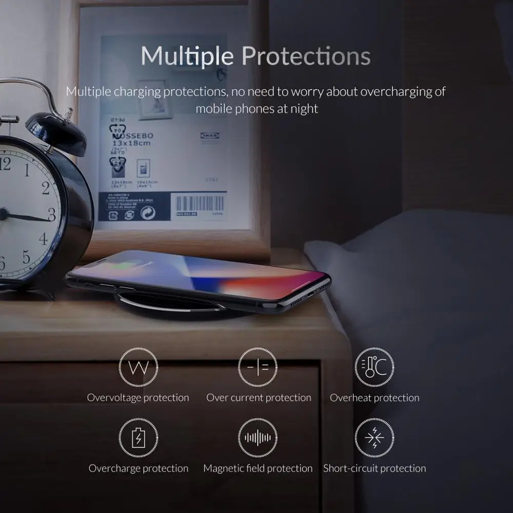 ORICO 10 Вт зеркальная Беспроводная зарядная панель для телефона Qi Беспроводное